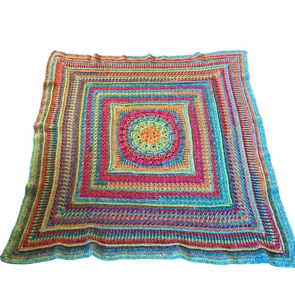 Afghan hand crochet pink